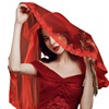 红盖头红色头纱新娘结婚纱，礼服秀禾服中式复古风纱短款蕾丝旅