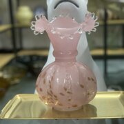 中古风芬顿花瓶复古南瓜纹手工家用法式高档水培插花玻璃装饰摆件