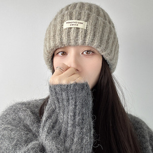 韩国加厚羊毛粗针织毛线帽子女冬季百搭大头围宽松保暖冷帽显脸小