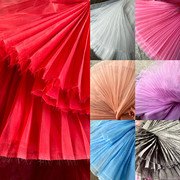百褶布料高密度网欧根纱压褶风琴褶原创透明时装设计师褶皱面料布