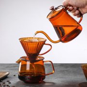 手冲咖啡壶套装美式复古分享壶玻璃滤杯滤纸琥珀手冲壶煮咖啡器具