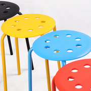 简易塑料圆凳用简约方凳凳八孔凳便携成人椅子餐椅时尚圆凳子板凳