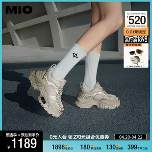MIO米奥2024年春季高跟厚底老爹鞋舒适时髦通勤运动休闲鞋女鞋