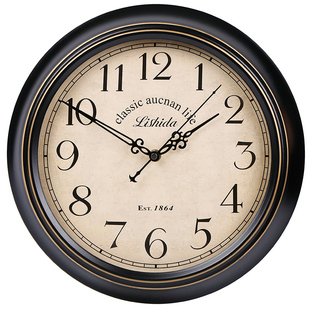 力时达美式复古静音挂钟客厅简欧创意欧式挂表北欧艺术装饰时钟表