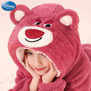 女童睡衣秋冬儿童珊瑚绒套装，法兰绒家居服加绒厚草莓，熊亲子(熊亲子)迪士尼