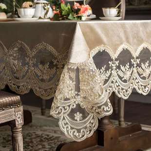 高档欧式蕾丝桌布布艺长方形家用餐桌布ins茶几台布北欧餐桌椅子