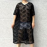 奢华立体雕花水溶蕾丝男士加长过膝浴袍镂空半透性感睡袍家居睡裙