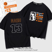 史蒂夫·纳什短袖100%纯棉T恤男女休闲宽松Nash太阳队13号篮球衣