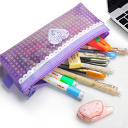 透明网纱笔袋女孩简约可爱铅笔盒，日系女生透明笔袋收纳包小学(包小学)生一