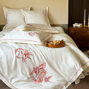 新中式风100S长绒棉天丝棉纯棉四件套复古刺绣提花被套床上用品