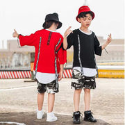 少儿童街舞套装夏季女孩小学生运动会短袖男童嘻哈爵士表演出服装