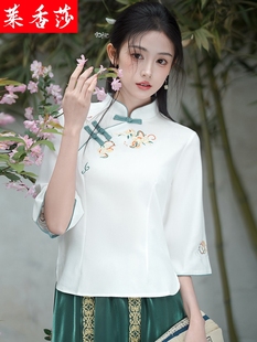 民国风学生女装中式唐装汉服改良旗袍上衣中国风汉元素茶艺服套装