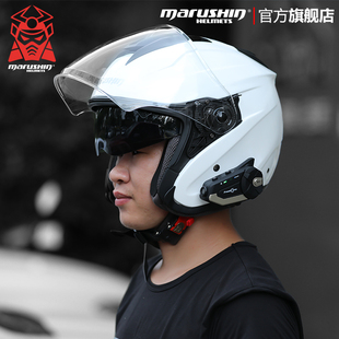 马鲁申(马鲁申)摩托车头盔，夏季双镜片四分之三半盔碳纤维男女四季通用l11
