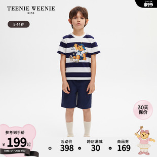 TeenieWeenie Kids小熊童装男童24年夏季款潮流条纹印花短袖T恤