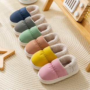 儿童包跟棉拖鞋冬季室内家居厚底，可爱防滑耐磨保暖软底