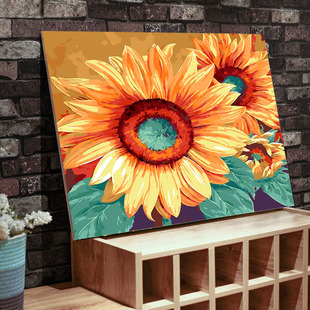 diy数字油彩画大幅花卉填色减压手工填充手绘客厅卧室挂画向日葵
