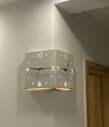 北欧客厅双面时钟挂钟家用时尚，简约创意免打孔静音，钟转角(钟转角)拐角钟表