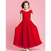 儿童婚纱礼服 大童钢琴演出服装 花童公主裙纱裙女童晚礼服 红色