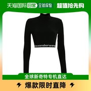 香港直邮ALEXANDER WANG 下摆logo半袖黑长袖毛衣/针织衫