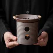 无釉日式烤茶炉茶叶提香器醒茶家用焙茶炉，底座蜡烛加热茶具配件