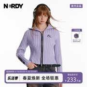 nerdy2023春夏女款高领针织，双开拉链外套，潮酷针织衫上衣时尚