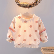 女宝宝春装长袖卫衣T恤1-2-3岁小女孩童装圆点打底衫婴儿衣服上衣