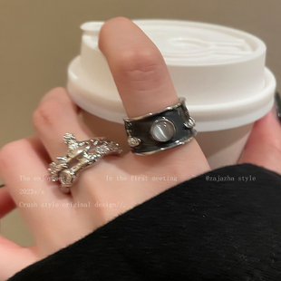 西太后锆石戒指女小众设计高级感食指戒装饰关节，戒轻奢夸张食指戒