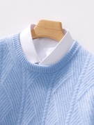 23秋冬季纯羊绒衫，男士圆领加厚毛衣套头，保暖针织羊毛衫男打底