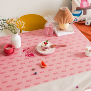 甜话街牛奶猫咪简约桌垫防水防油pvc卡通茶几垫桌布，软玻璃定制