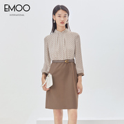 EMOO杨门假两件连衣裙女春秋装高端精致气质减龄漂亮裙子
