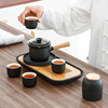 黑陶日式功夫茶具套装便携式简约侧把茶壶茶具茶盘整套商务