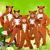 儿童动物服装女童狐狸表演衣服，男童演出服成人连体衣万圣节亲子装