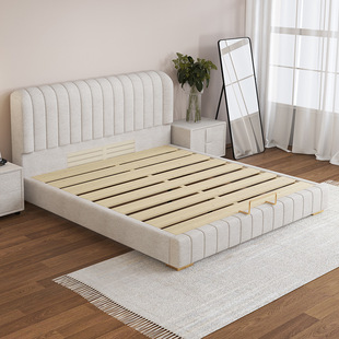 布艺床现代简约1.8米双人实木床主卧1.5m储物皮大床小户型168