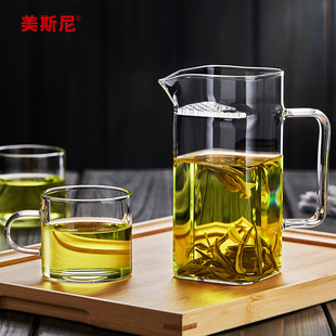 美斯尼玻璃茶壶月牙过滤绿茶泡，茶器专用过滤公道杯分茶杯功夫茶具