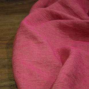瓦娜家原创设计师款42支色织，纯亚麻布料裤子衬衫裙，袍服装面料桃红