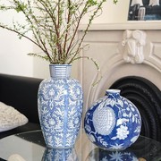 ladylike淡青花瓷花瓶花生满路玄关客厅新中式陶瓷花器桌面摆件