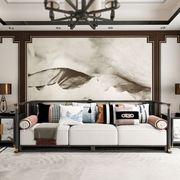 新中式西西里胡桃色轻奢背景墙实木线条边框装饰线电视墙造型条