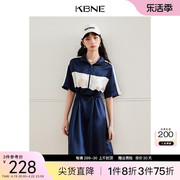 KBNE连衣裙女学院风polo领拉链裙子2024夏季短袖小黑裙连身裙