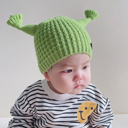 婴儿帽子秋冬季毛线帽可爱超萌男女宝宝针织帽，新生儿套头帽痞帅潮