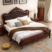 全实木床现代简约1.8米双人床，主卧橡木婚床美式轻奢软包储物大床