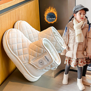 女童加绒雪地靴，2023冬季小女孩保暖鞋子童鞋儿童时尚加厚棉靴