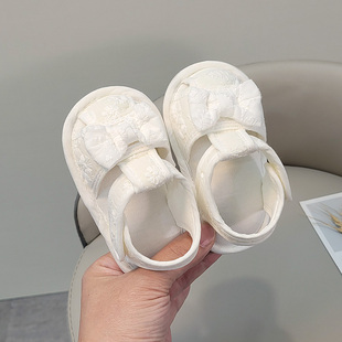 夏季婴儿凉鞋棉布公主软底防滑婴幼儿，6到12个月学步鞋女宝宝鞋子