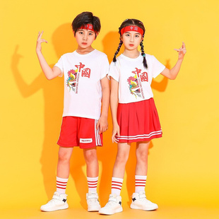 高货儿童啦啦队表演服中国风幼儿园舞蹈服中小学生运动会啦啦操演
