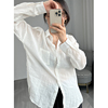 夏季韩版文艺苎麻白衬衣宽松透气舒适防晒衬衣长袖亚麻衬衫女