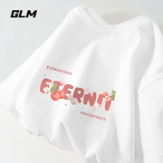 GLM纯棉白色短袖t恤2024年夏装宽松夏季上衣服学生半袖体恤女