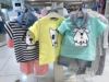 韩国中小童装20夏男女童，宝宝纯棉可爱条纹，短袖t恤带三角巾