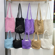 小脏柜 韩国小众镂空编织包夏季度假沙滩渔网包手提单肩水桶包包