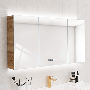 LED智能浴室镜柜壁挂墙式厕所卫生间洗手间镜子带置物架带灯镜箱