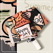 自动雨伞女晴雨两用折叠太阳伞，夏季遮阳防紫外线卡通结实遮阳伞男