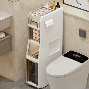 兴起浴室夹缝柜卫生间置物架，洗手间收纳柜马桶储物柜，带垃圾桶纸篓
